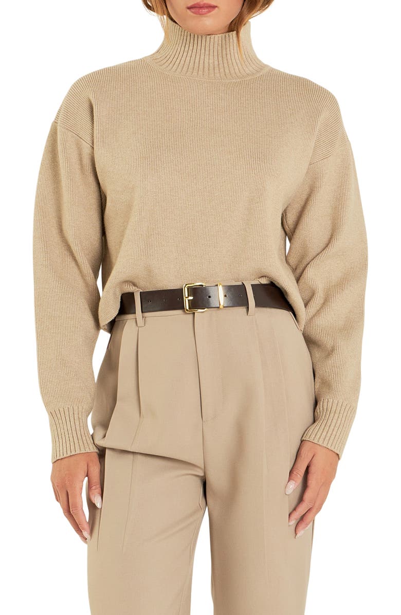 Grey Lab Turtleneck Crop Sweater, Main, color, Beige