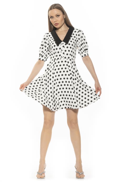 Alexia Admor Carys Puff Sleeve Fit & Flare Dress In Ivory Polka Dot