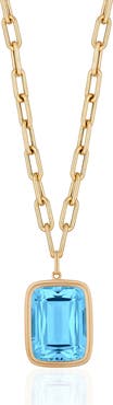 GOSHWARA Manhattan Cushion-Cut Blue Topaz Pendant Necklace
