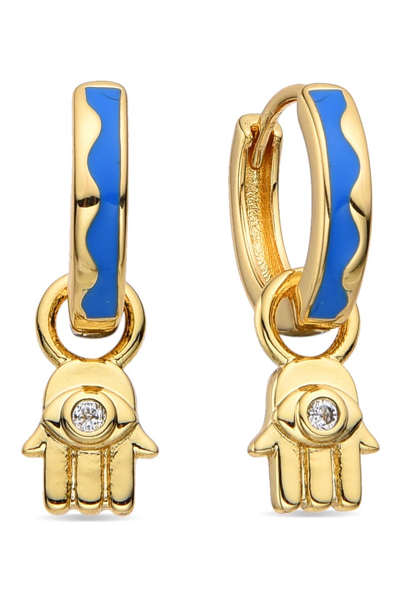 Candice Hamsa Huggie Hoop Earrings, Main, color, GOLD