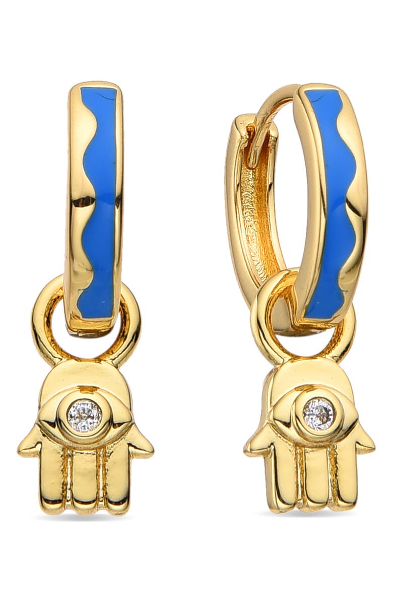 EYE CANDY LOS ANGELES Candice Hamsa Huggie Hoop Earrings, Main, color, Gold
