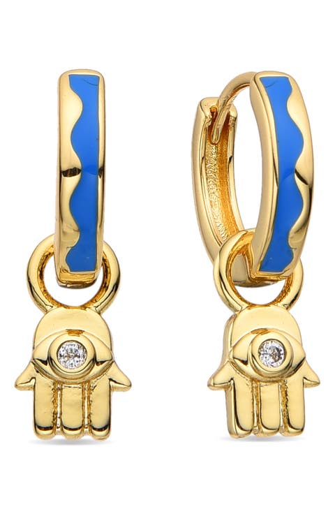 Candice Hamsa Huggie Hoop Earrings