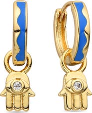 EYE CANDY LOS ANGELES Candice Hamsa Huggie Hoop Earrings
