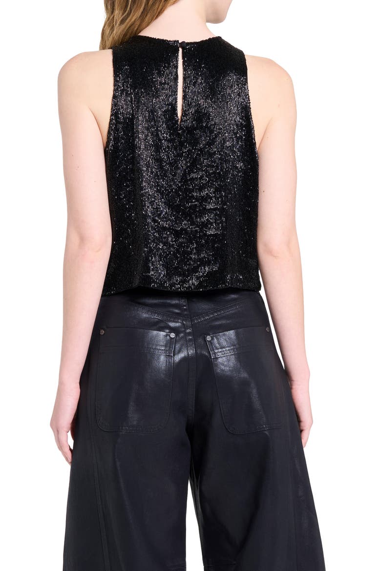 Bugle Bead Crop Tank, Alternate, color, BLACK