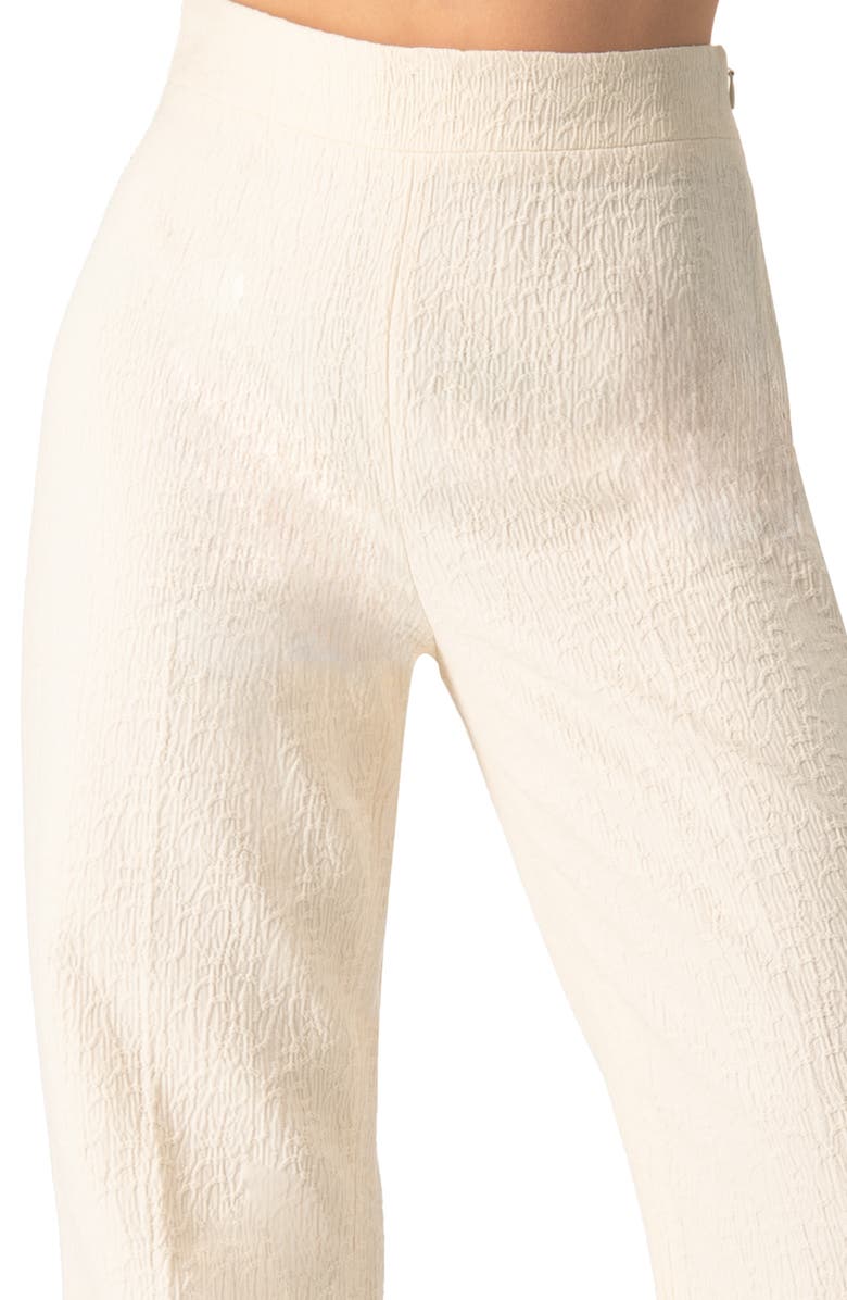 IVONNE Wide-Leg Textured Trousers with Side Zipper, Alternate, color, Natural