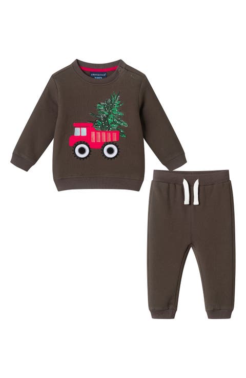 Christmas Truck Appliqué Sweatshirt & Joggers Set (Baby)