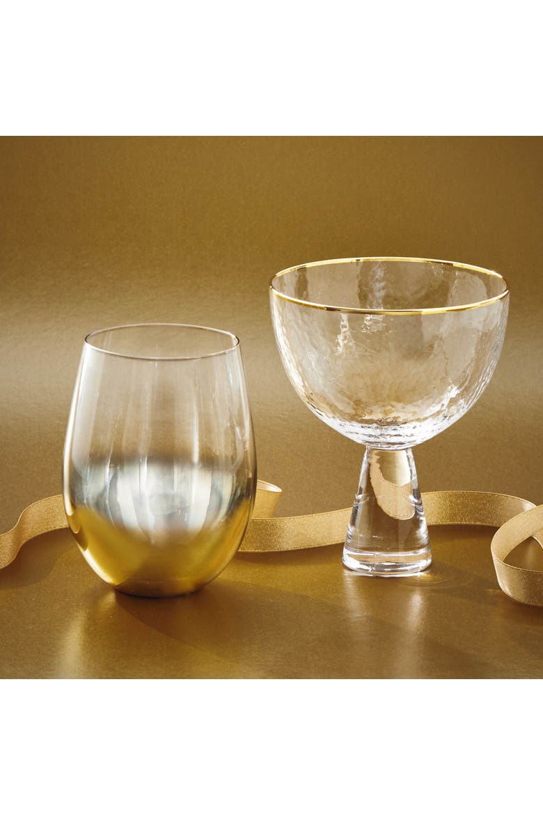 Maeve Footed Glass with Gold Rim - Elegant Drinkware, Alternate, color, Clear