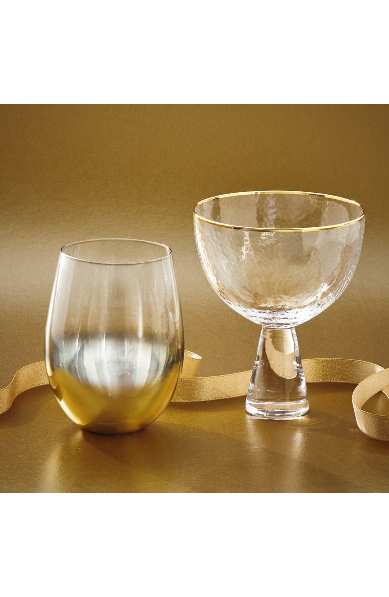 tag Glitz Stemless Wine Glasses Gold Drinkware for Bar Christmas, Alternate, color, Gold