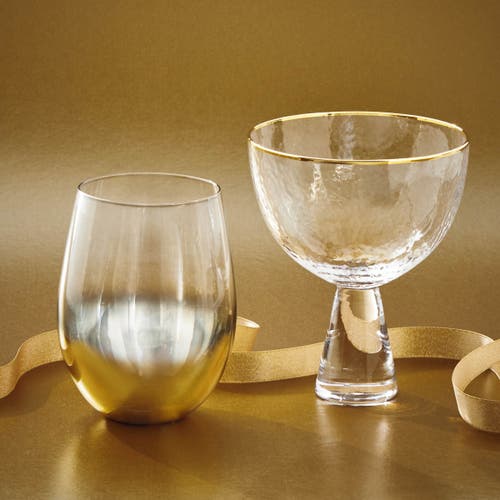 Tag Glitz Stemless Wine Glasses Gold Drinkware For Bar Christmas In Gold