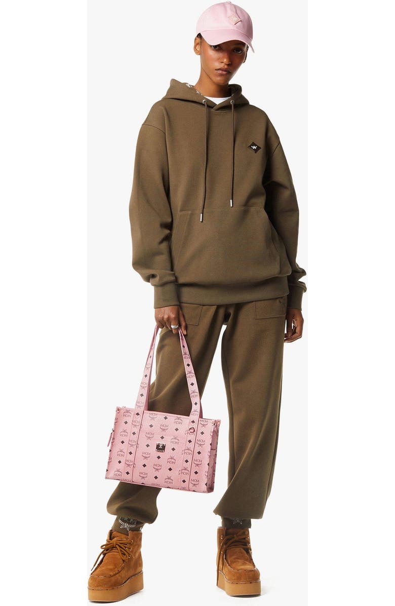 MCM Aren School Bag Tote in Visetos, Alternate, color, Soft Pink