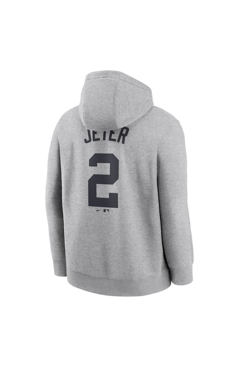 Nike Men's Nike Derek Jeter Heather Gray New York Yankees Player Name & Number Club Fleece Pullover Hoodie, Alternate, color, 
