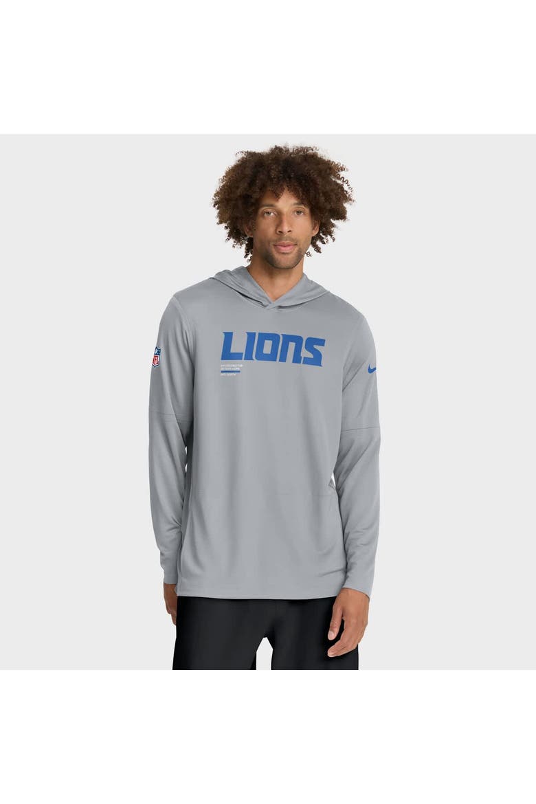Men's Nike Gray Detroit Lions Sideline Pure Fury Performance Long Sleeve Hoodie T-Shirt, Alternate, color, Gray