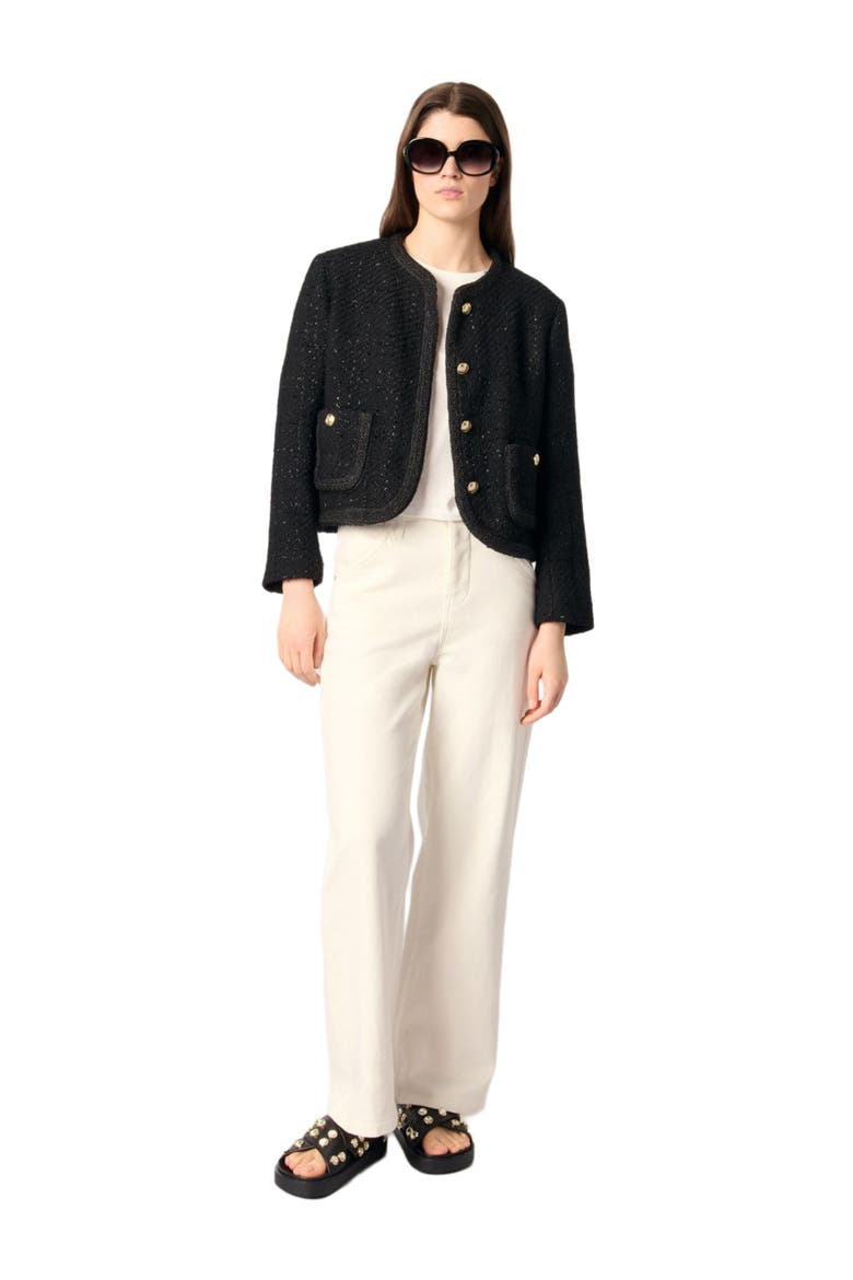 Short tweed jacket, Main, color, Black