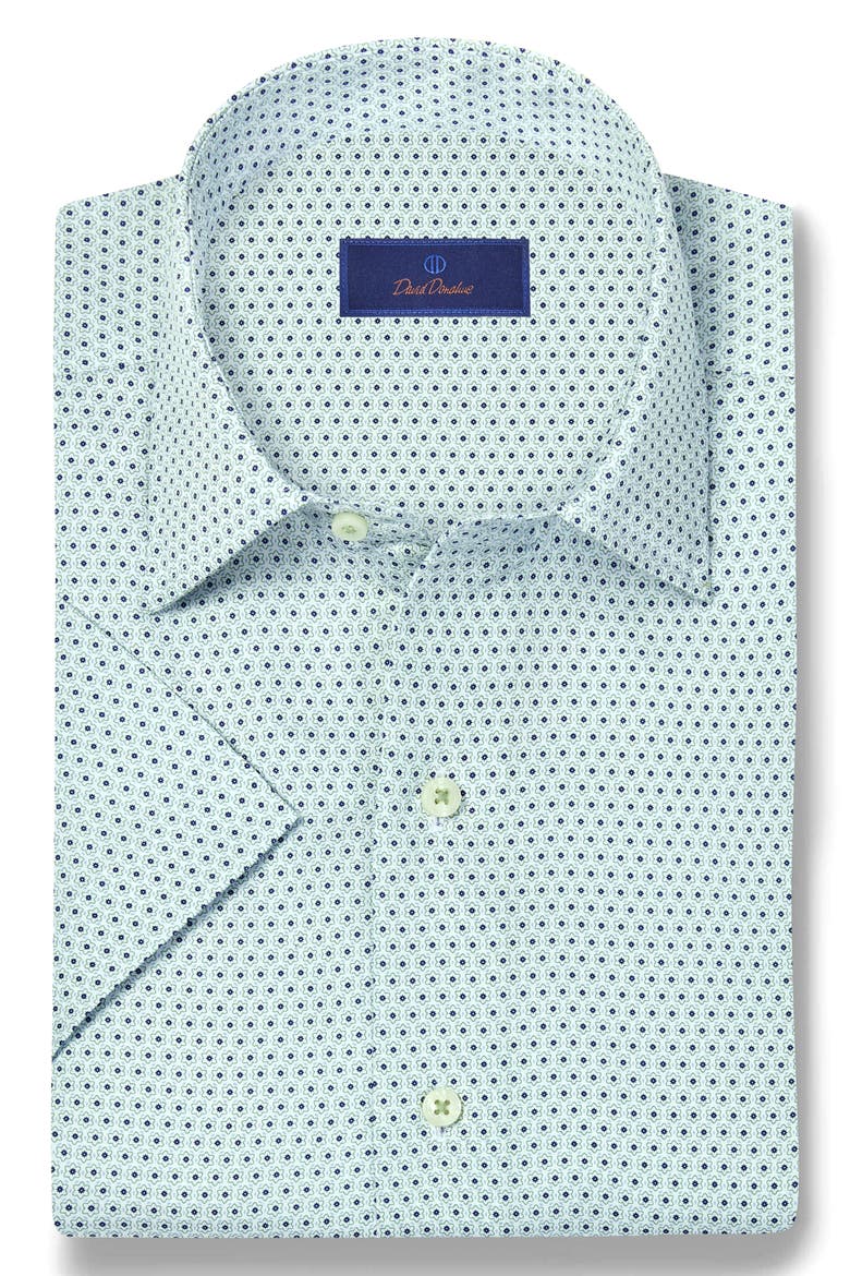 Floral Print Short Sleeve Shirt, Alternate, color, WHITE/ GREEN