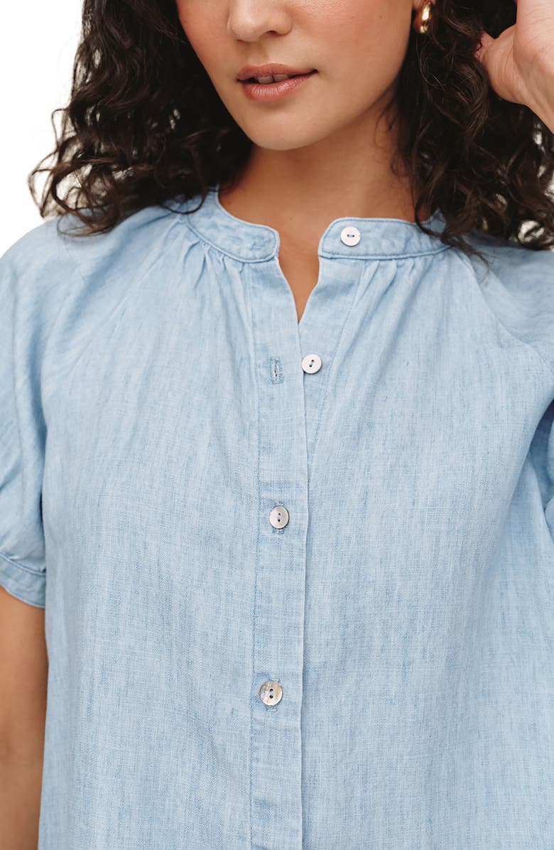 Bella Dahl Chambray Short Sleeve Button-Up Shirt, Alternate, color,