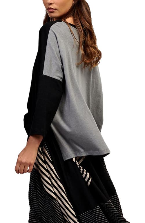 Alembika Boxy Tee With Striped-sleeve
