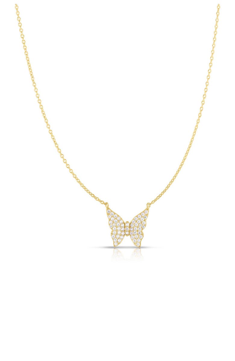 SPHERA MILANO 14K Gold Plated Sterling Silver CZ Butterfly Necklace, Main, color, 