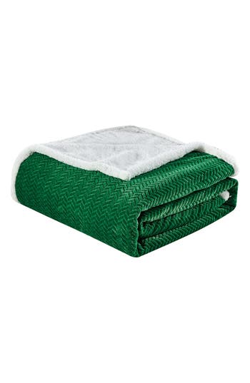 Luxury Home Jacquard Braided Throw Blanket In Green