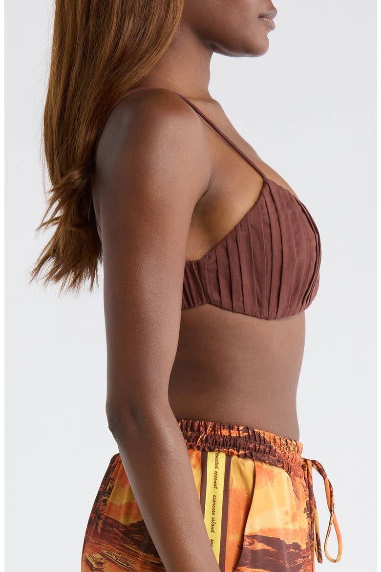 Ruched Bralette Undewire Bikini Top, Alternate, color, COCO