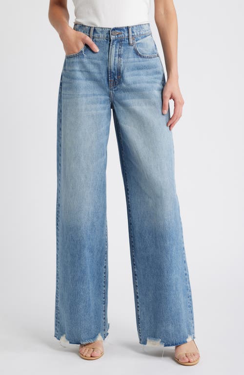 HIDDEN JEANS High Waist Chew Hem Wide Jeans in Medium Wash 