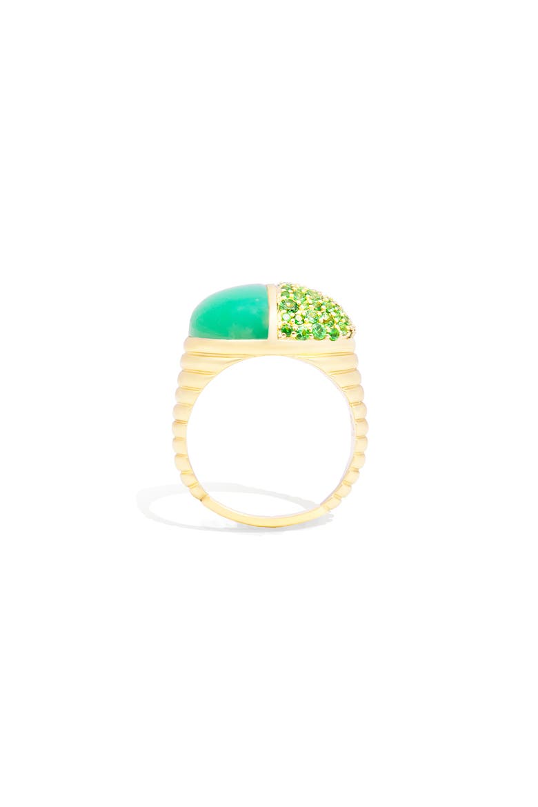 Found Cap Cocktail Ring, Alternate, color, Chrysoprase & Tsavorite-Gold