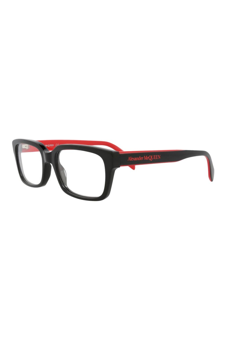 55mm Square Optical Glasses, Alternate, color, BLACK BLACK TRANSPARENT