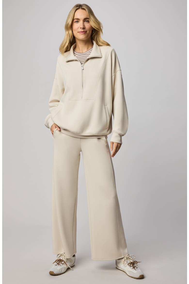 ScubaSoft Quarter Zip Sweater, Alternate, color, PALE OAK WHITE