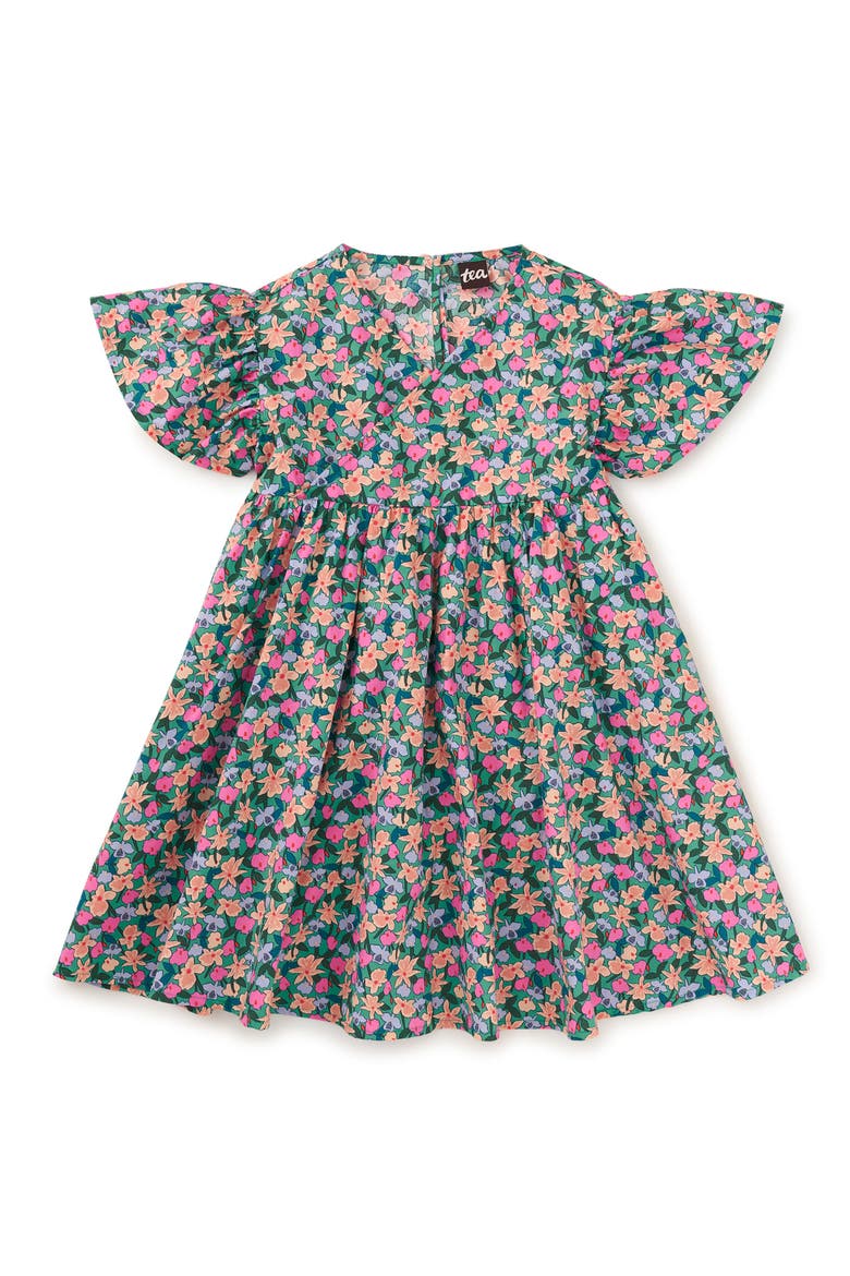 Wrap Neck Flutter Dress, Main, color, Orchid Ditsy