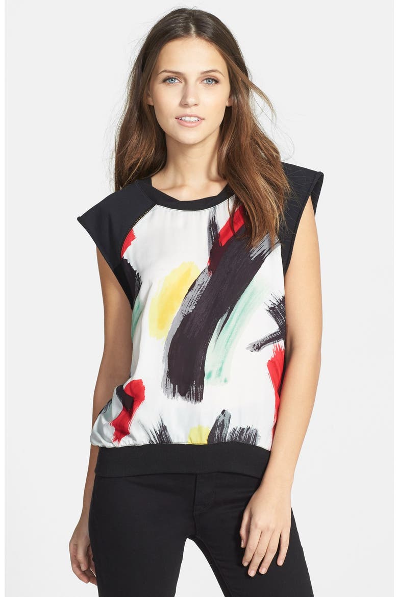 Back Zip Raglan Top, Main, color, BLACK