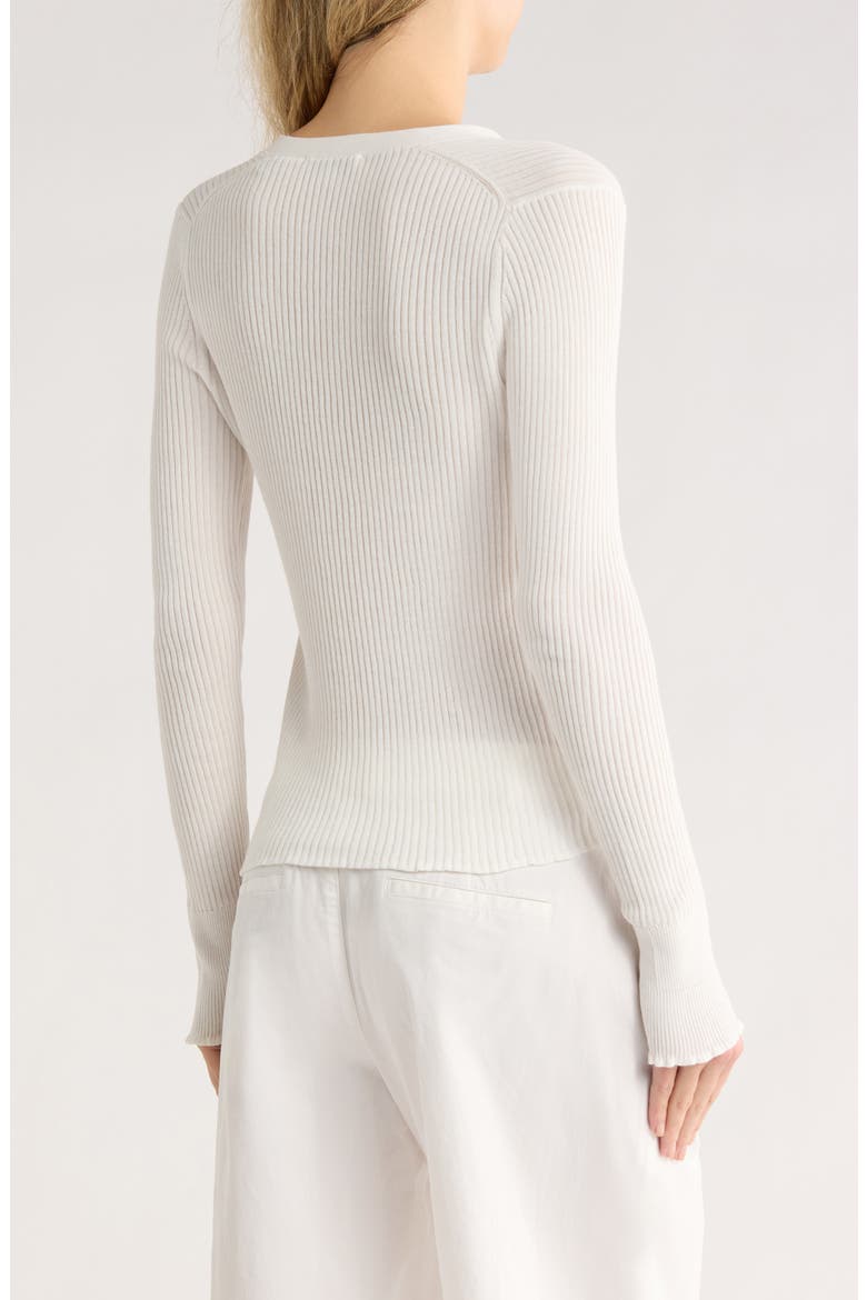 Ribbed Button Front Cardigan, Alternate, color, OFF WHITE