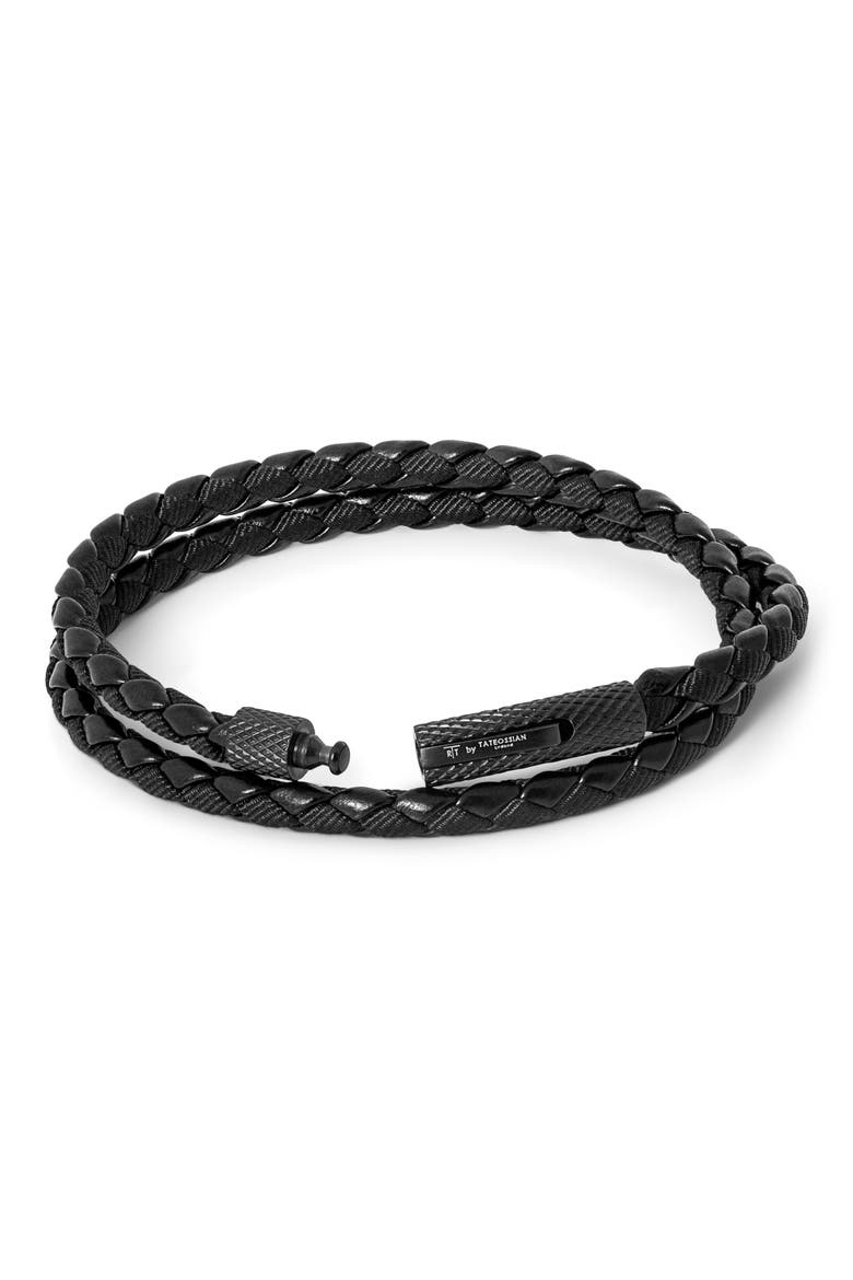 Chelsea Leather Double Wrap Bracelet, Alternate, color, BLACK