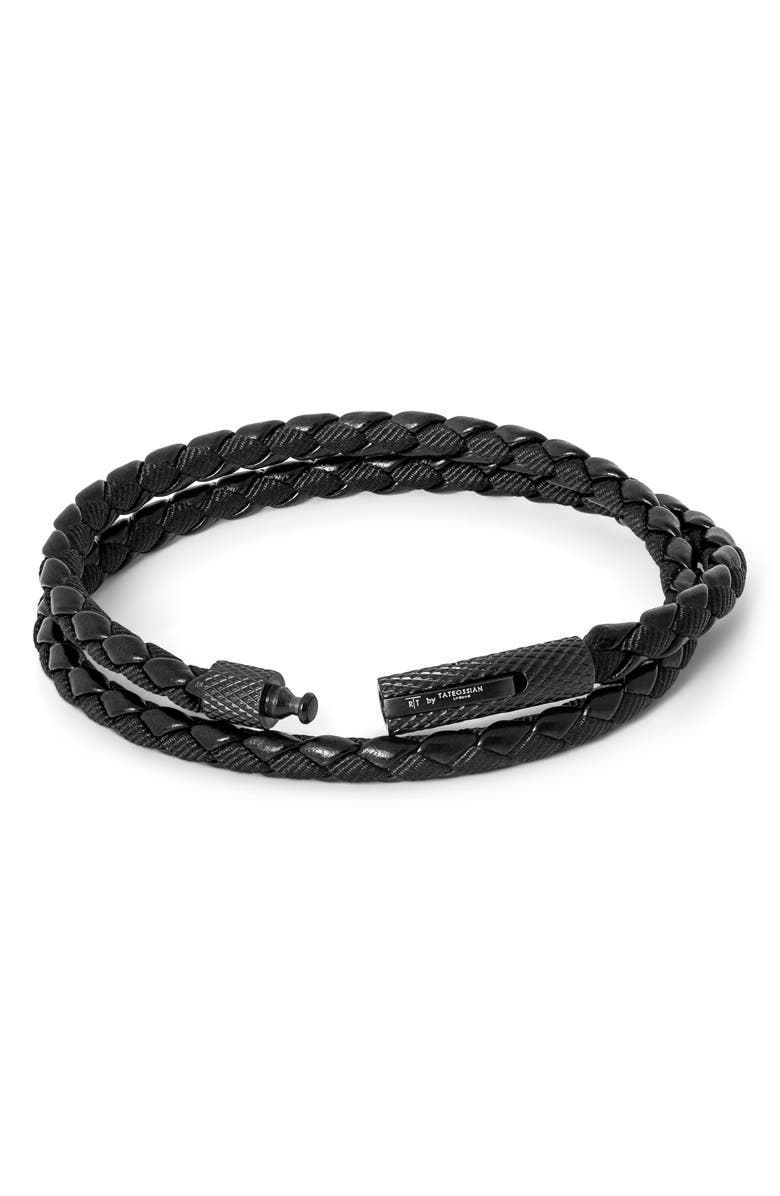 Thompson of London Chelsea Leather Double Wrap Bracelet, Alternate, color, Black