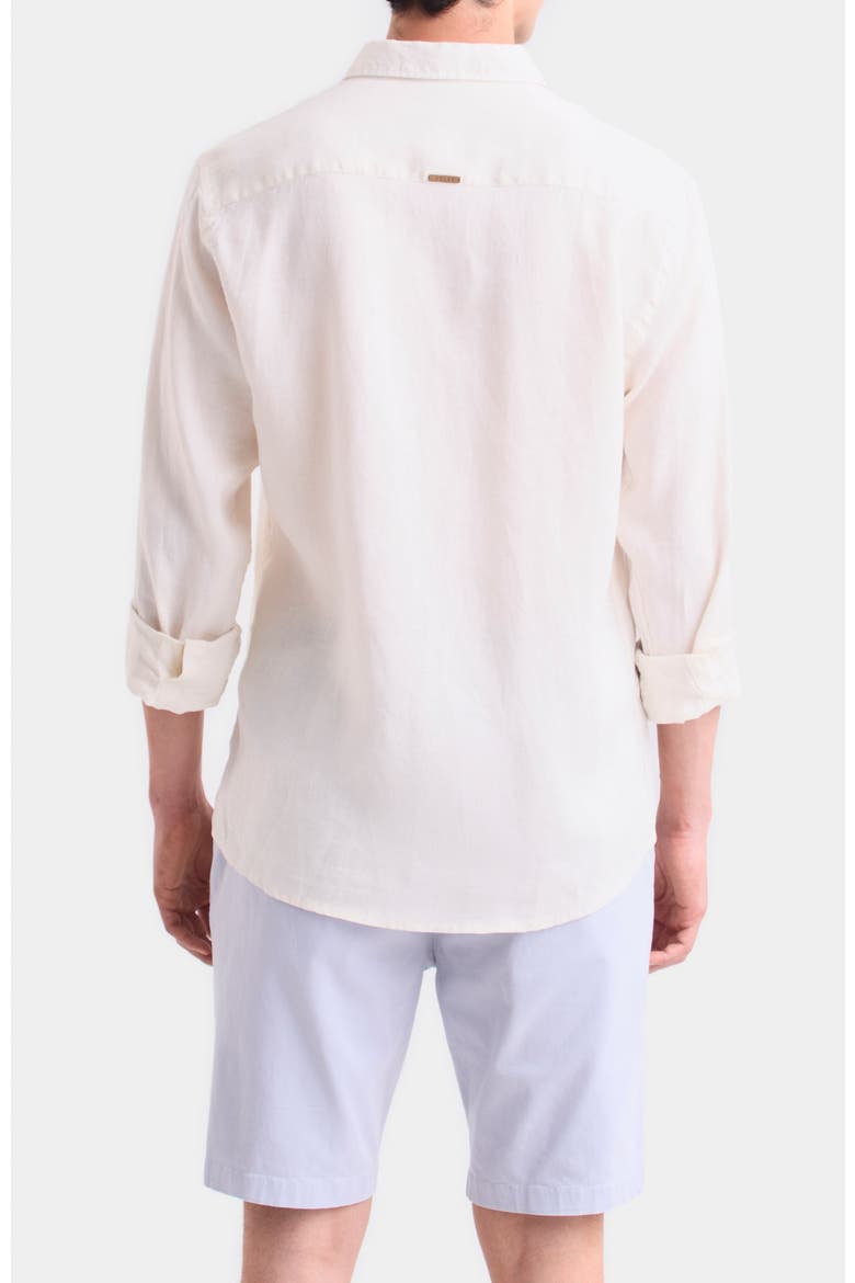 Long-Sleeve Linen Shirt With Semi-Fitted Silhouette, Alternate, color, Beige