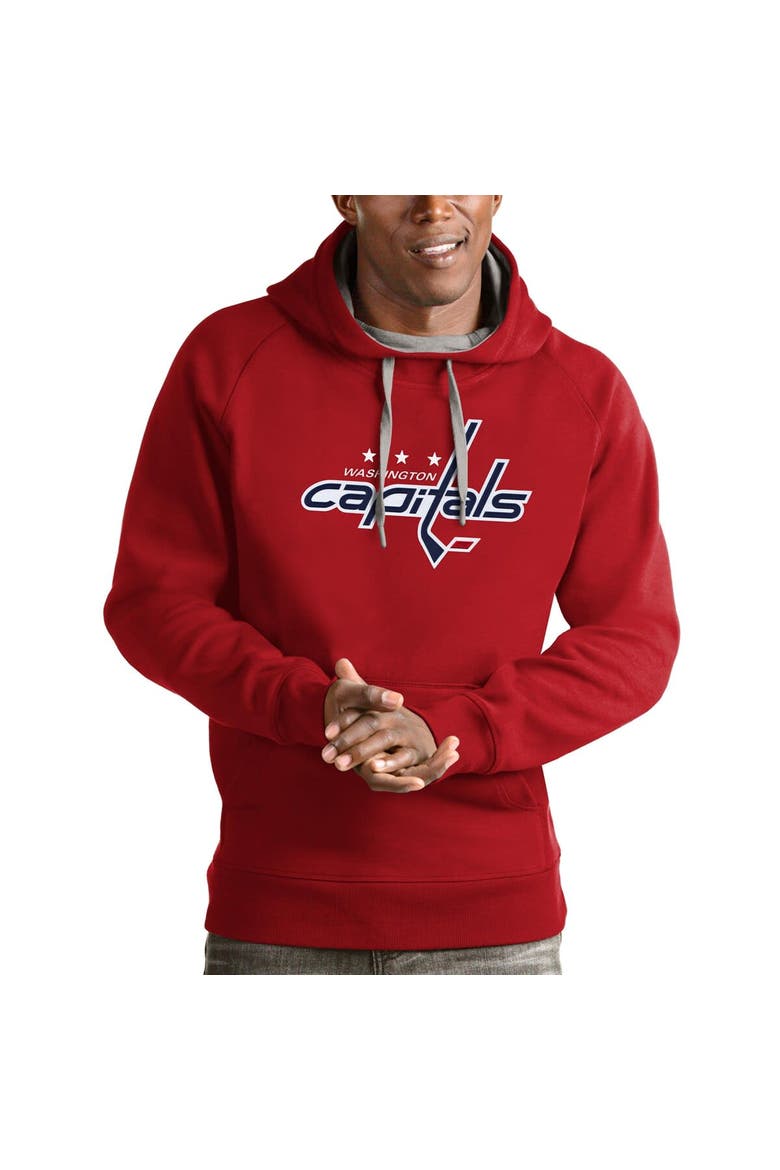 Men's Antigua Red Washington Capitals Logo Victory Pullover Hoodie, Alternate, color, Red