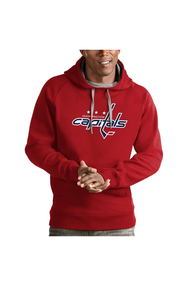 ANTIGUA Men's Antigua Red Washington Capitals Logo Victory Pullover Hoodie, Alternate, color, Red