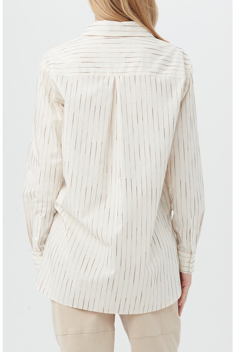 Litsa Silk Blend Button-Up Shirt, Alternate, color, OFF WHITE/ CAMEL