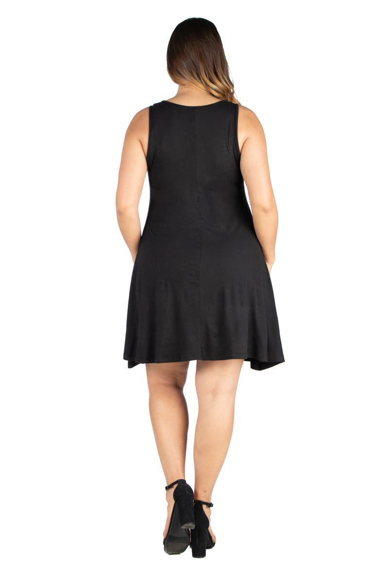 24seven Comfort Apparel Plus Size Fit N Flare Tank Mini Dress, Alternate, color, Black
