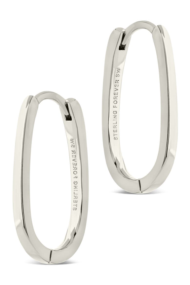 Zuxana Polished Oval Hoop Drop Earrings, Alternate, color, SILVER
