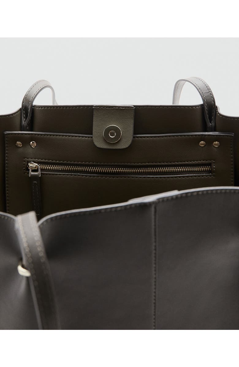 MANGO Faux Leather Shopper Bag, Alternate, color, Khaki Green