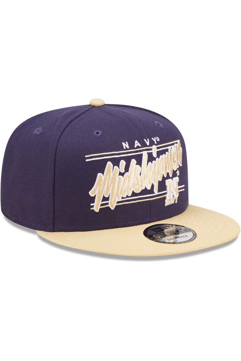 Men's New Era Navy/Gold Navy Midshipmen Team Script 9FIFTY Snapback Hat, Alternate, color, Navy