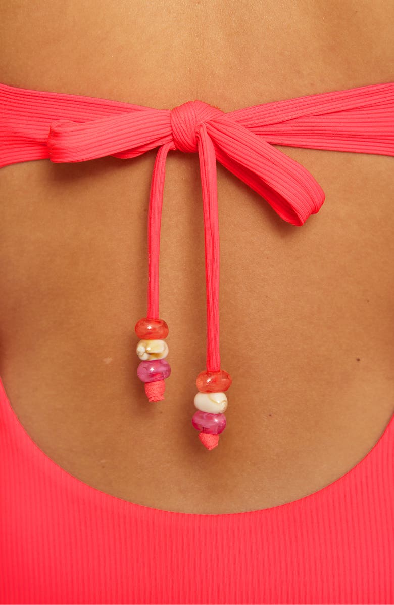 Becca Coast Line Plunge One-Piece Swimsuit, Alternate, color, Caliente