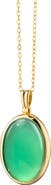 Monica Rich Kosann Amelia 18k Gold Green Agate Locket Necklace