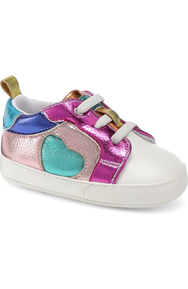 Kurt Geiger London Kids' Baby Luckson Heart Crib Shoe, Main, color, Pink Multi