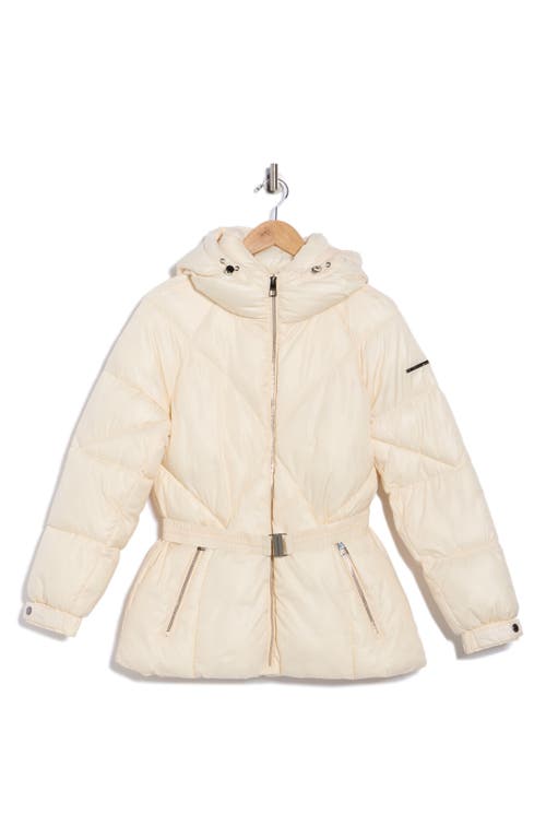 Bcbgeneration Missy Belted Puffer Coat In Neutral