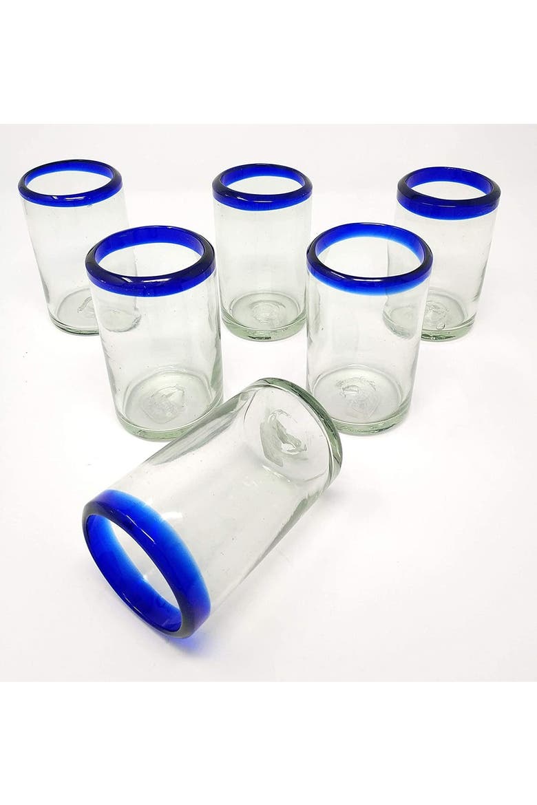 Rim Juice Glasses - Set of 6, Alternate, color, Cobalt Rim
