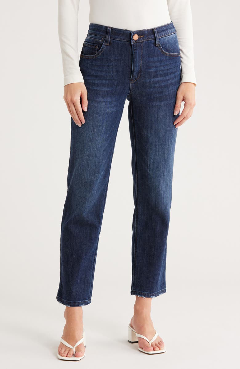 Democracy Grinded Hem Straight Leg Jeans, Main, color, Indigo Artisinal