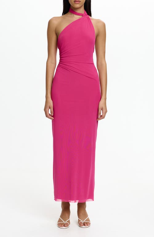Significant Other Avni Asymmetric Halter Neck Mesh Gown In Purple