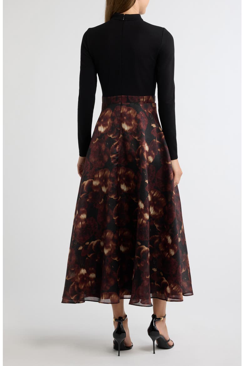 Mock Neck Fit and Flare Dress, Alternate, color, ANNE BLACK MULTI