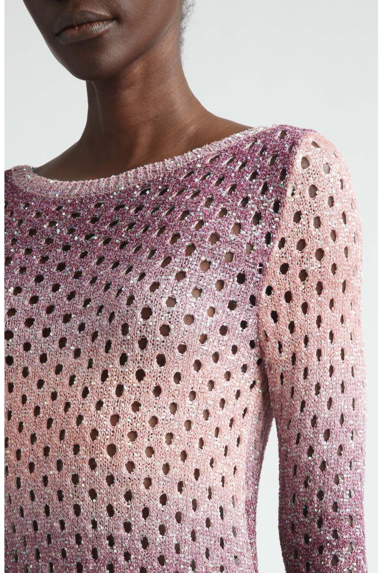 Sequin Embellished Open Stitch Ombré Sweater, Alternate, color, PLUM