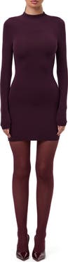 Naked Wardrobe Long Sleeve Mock Neck Minidress